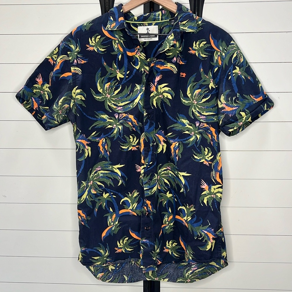 Scotch & Soda The poolside tropical palm tree button down NWT Large